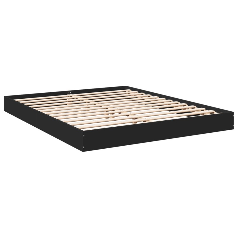Estructura de cama madera de ingeniería negra 150x200