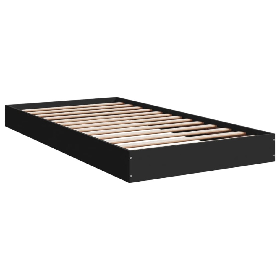 Estructura de cama madera de ingeniería negra 100x200