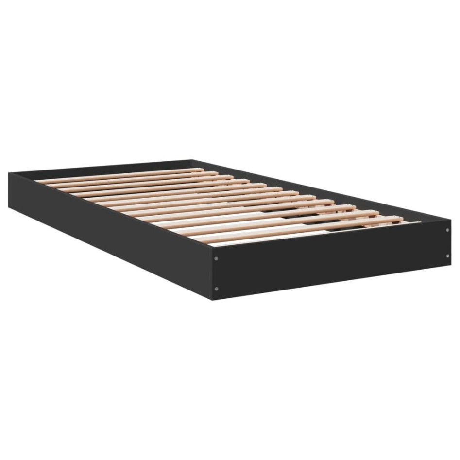 Estructura de cama madera de ingeniería negra 100x200