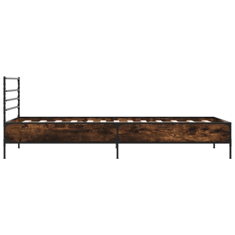 Estructura cama madera ingeniería metal roble humo 100x200