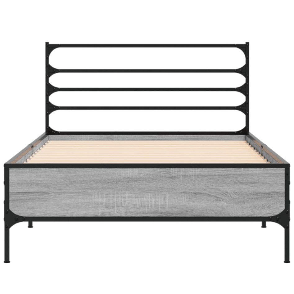 Estructura cama madera ingeniería metal gris Sonoma 75x190