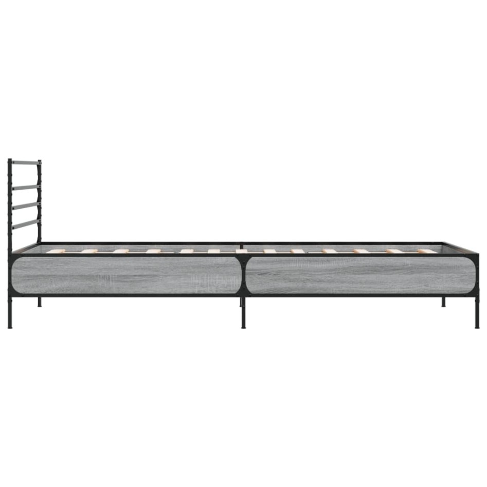 Estructura cama madera ingeniería metal gris Sonoma 75x190