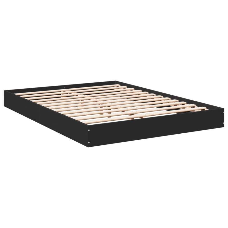 Estructura de cama madera de ingeniería negra 135x190