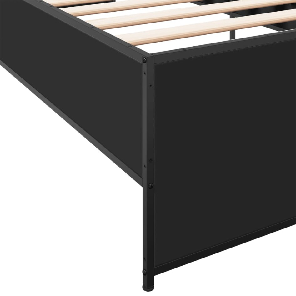 Estructura de cama madera de ingeniería y metal negra 90x190