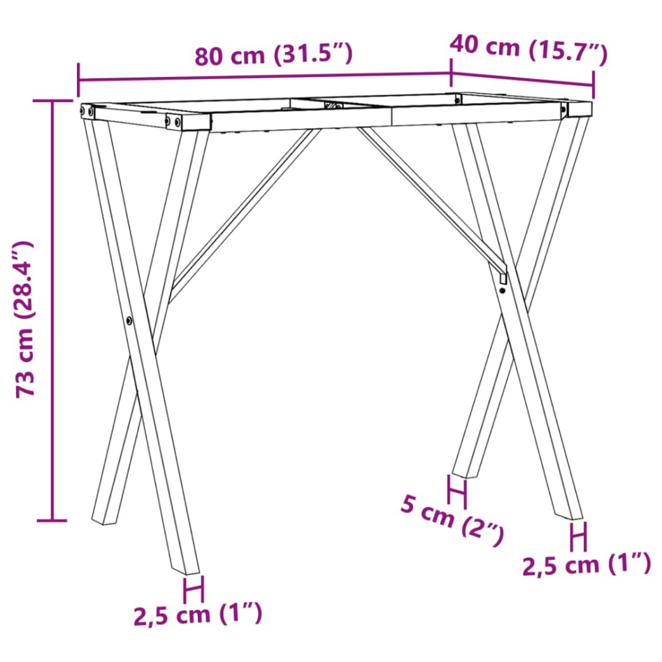 Patas de mesa de comedor estructura X acero 80x40x73