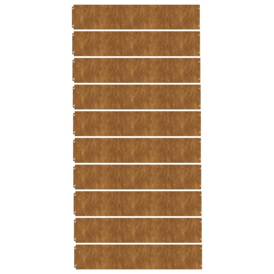 Bordes de césped acero corten flexible 10 piezas 20x103