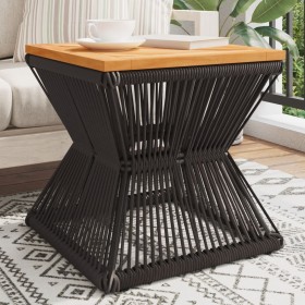 Mesa de centro base de alambre madera acacia negro 38x38x38
