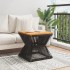 Mesa de centro base de alambre madera acacia negro 38x38x38