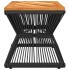 Mesa de centro base de alambre madera acacia negro 38x38x38