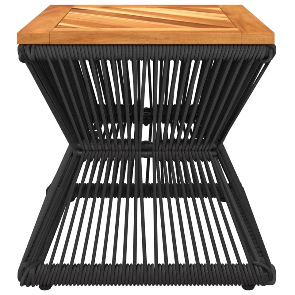 Mesa de centro base de alambre madera acacia negro 38x38x38