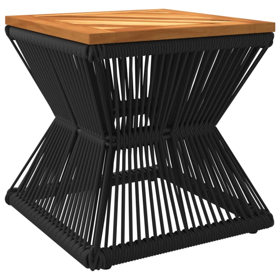 Mesa de centro base de alambre madera acacia negro 38x38x38