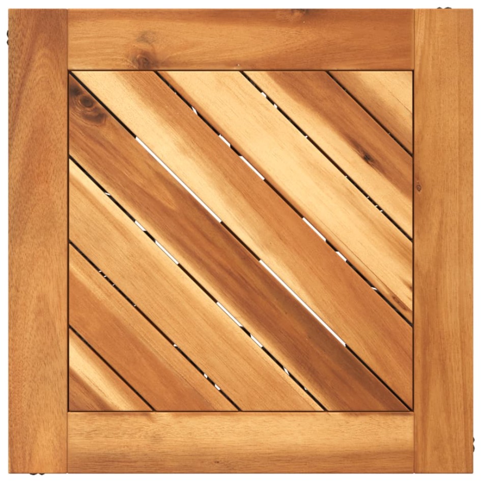 Mesa de centro base de alambre madera acacia negro 38x38x38