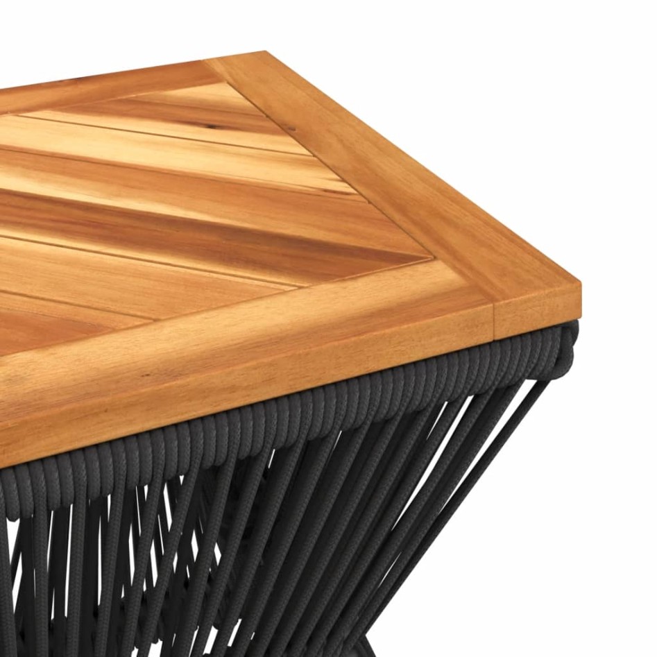 Mesa de centro base de alambre madera acacia negro 38x38x38