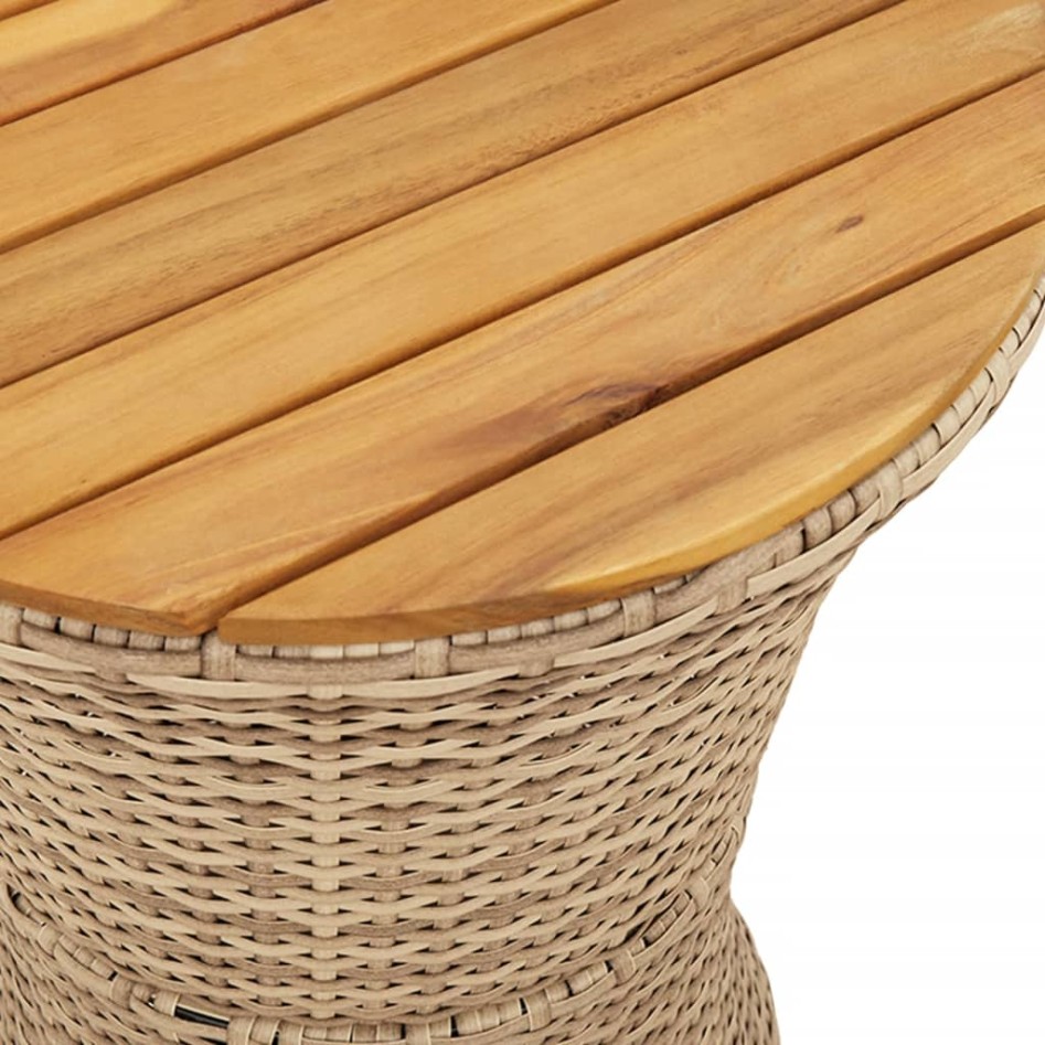 Mesa de jardín forma de tambor ratán sintético y madera