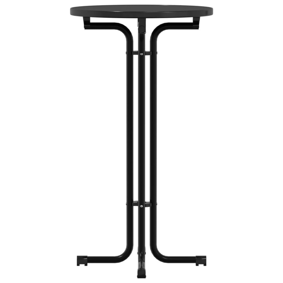 Mesa alta de comedor madera ingeniería y acero negro Ø60x110