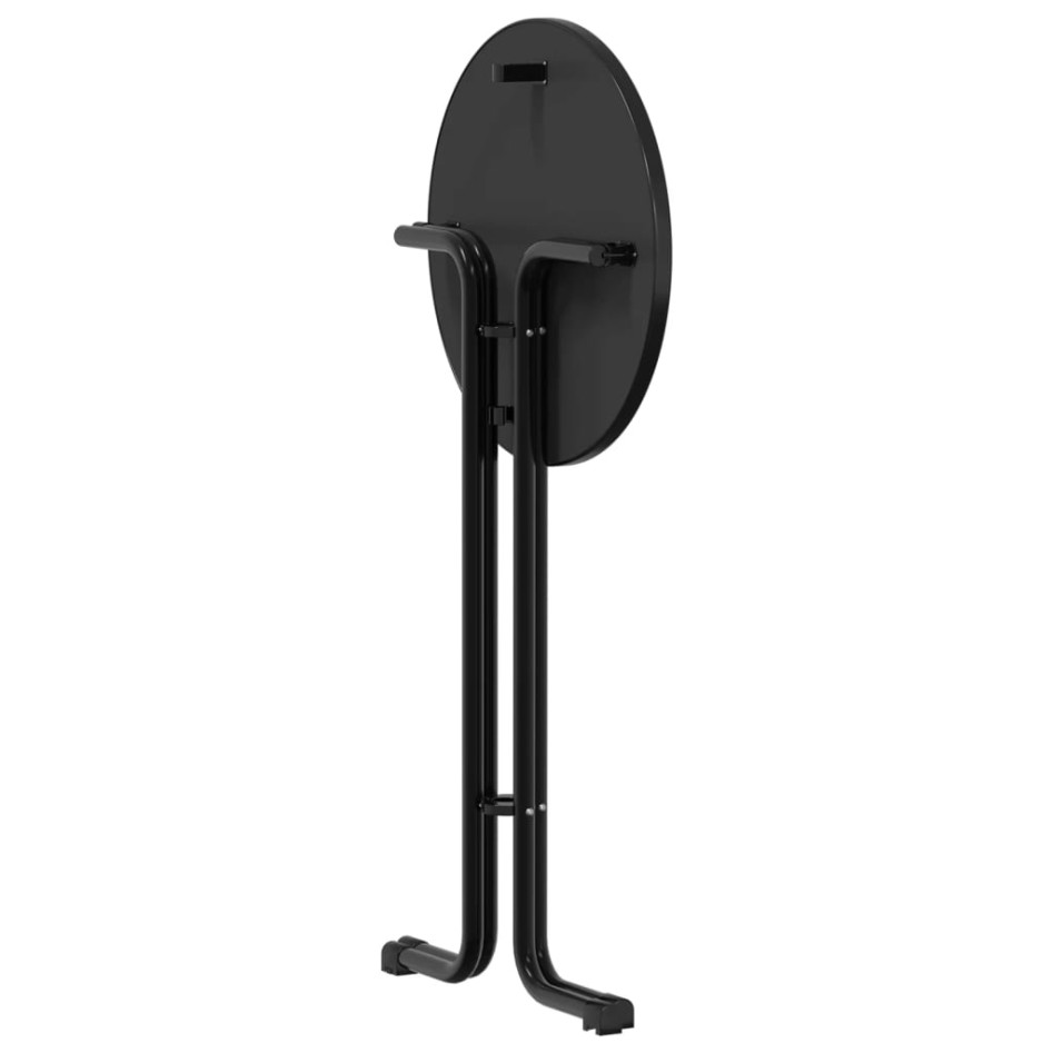 Mesa alta de comedor madera ingeniería y acero negro Ø60x110