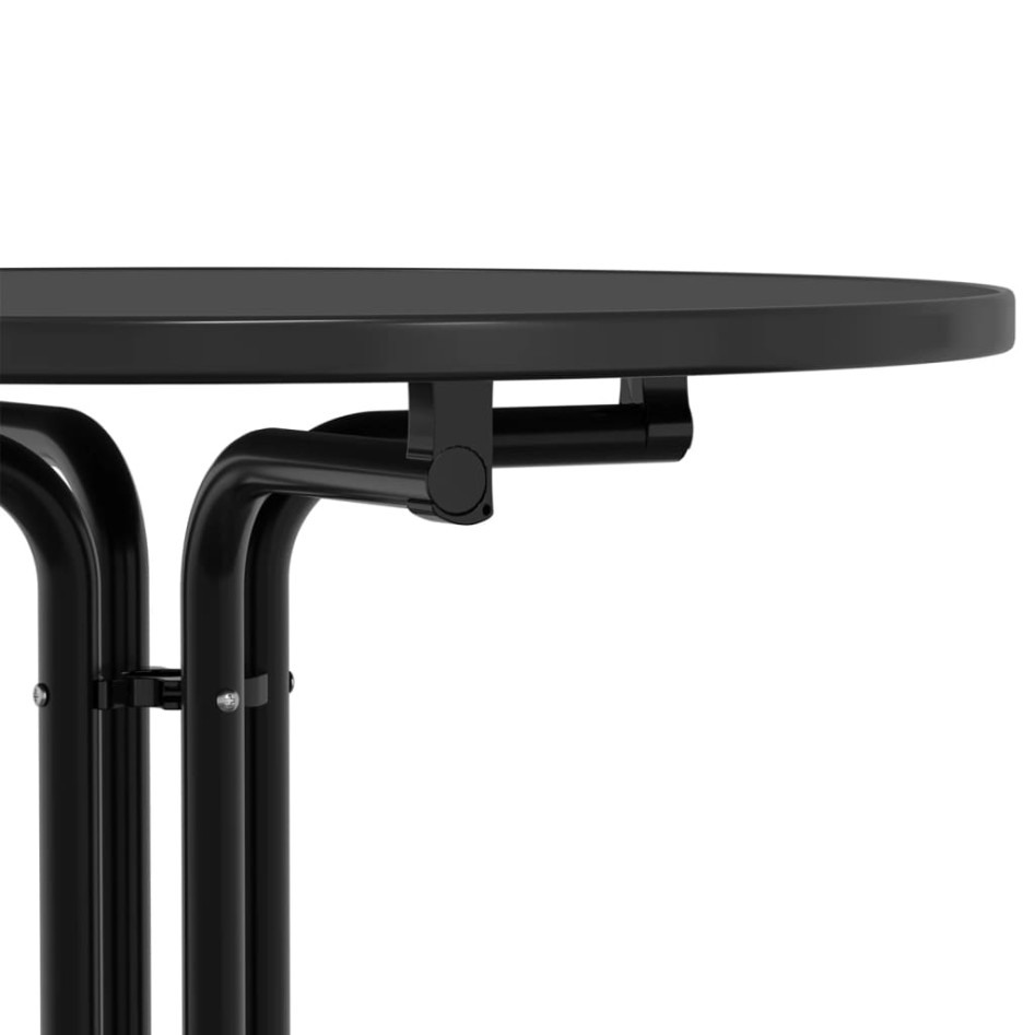Mesa alta de comedor madera ingeniería y acero negro Ø60x110