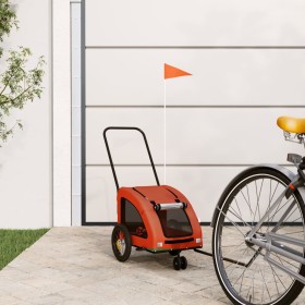 Remolque de bicicleta mascotas hierro tela Oxford naranja
