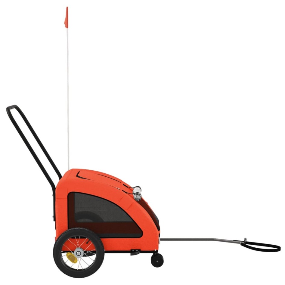 Remolque de bicicleta mascotas hierro tela Oxford naranja