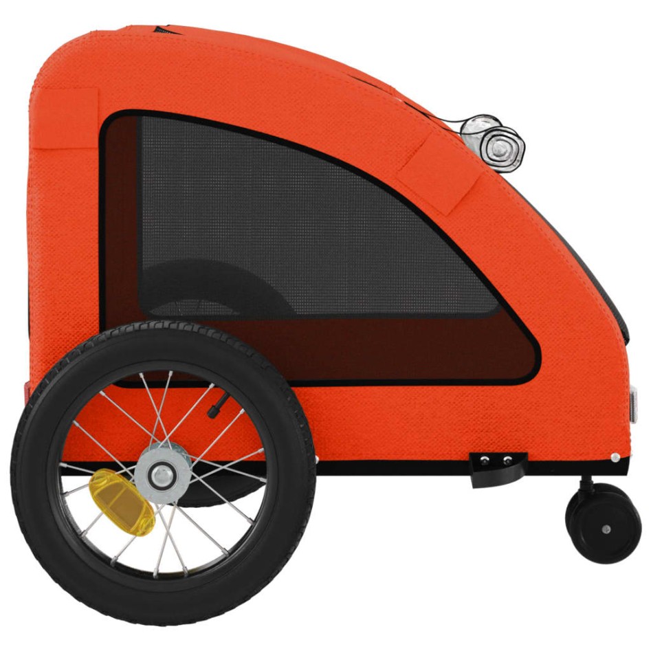 Remolque de bicicleta mascotas hierro tela Oxford naranja