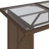 Mesa de jardín superficie vidrio ratán PE marrón 110x68x70