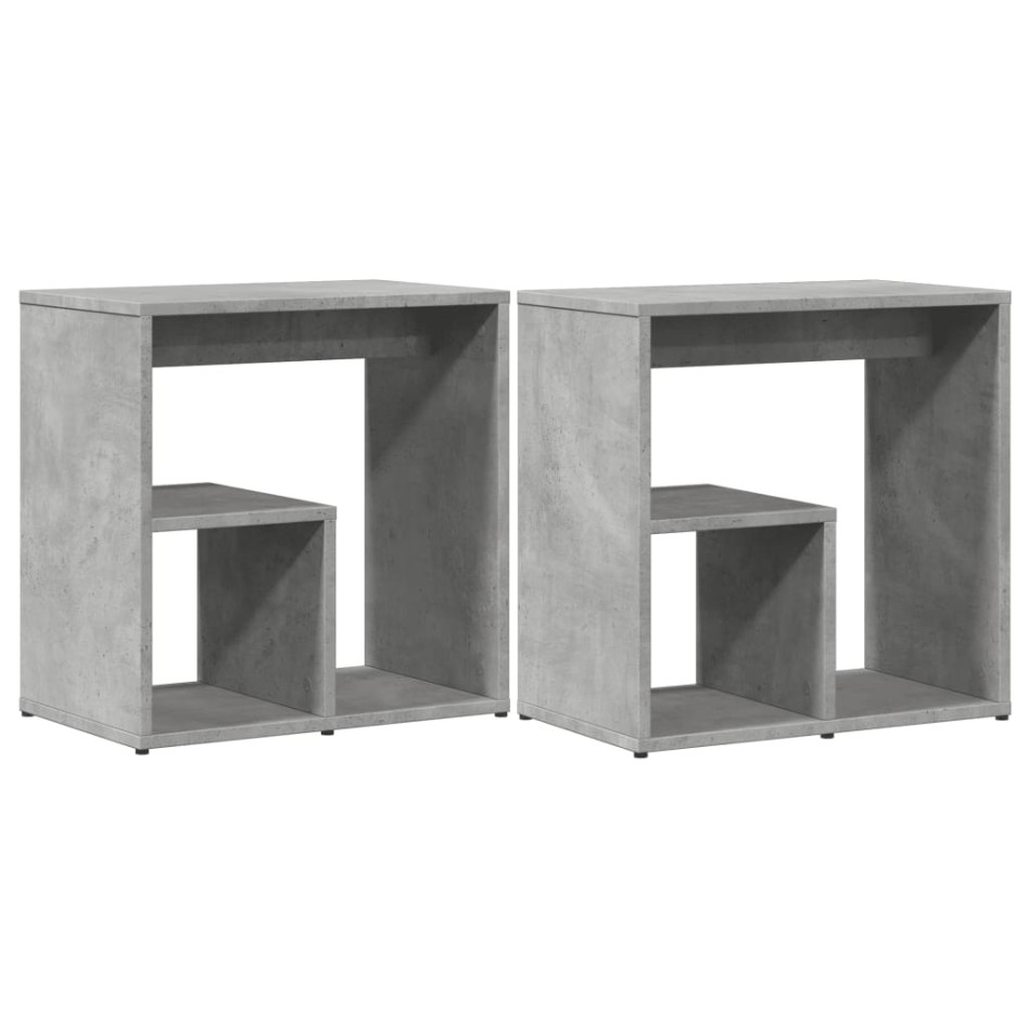 Mesa auxiliar 2 uds madera ingeniería gris hormigón 50x30x50