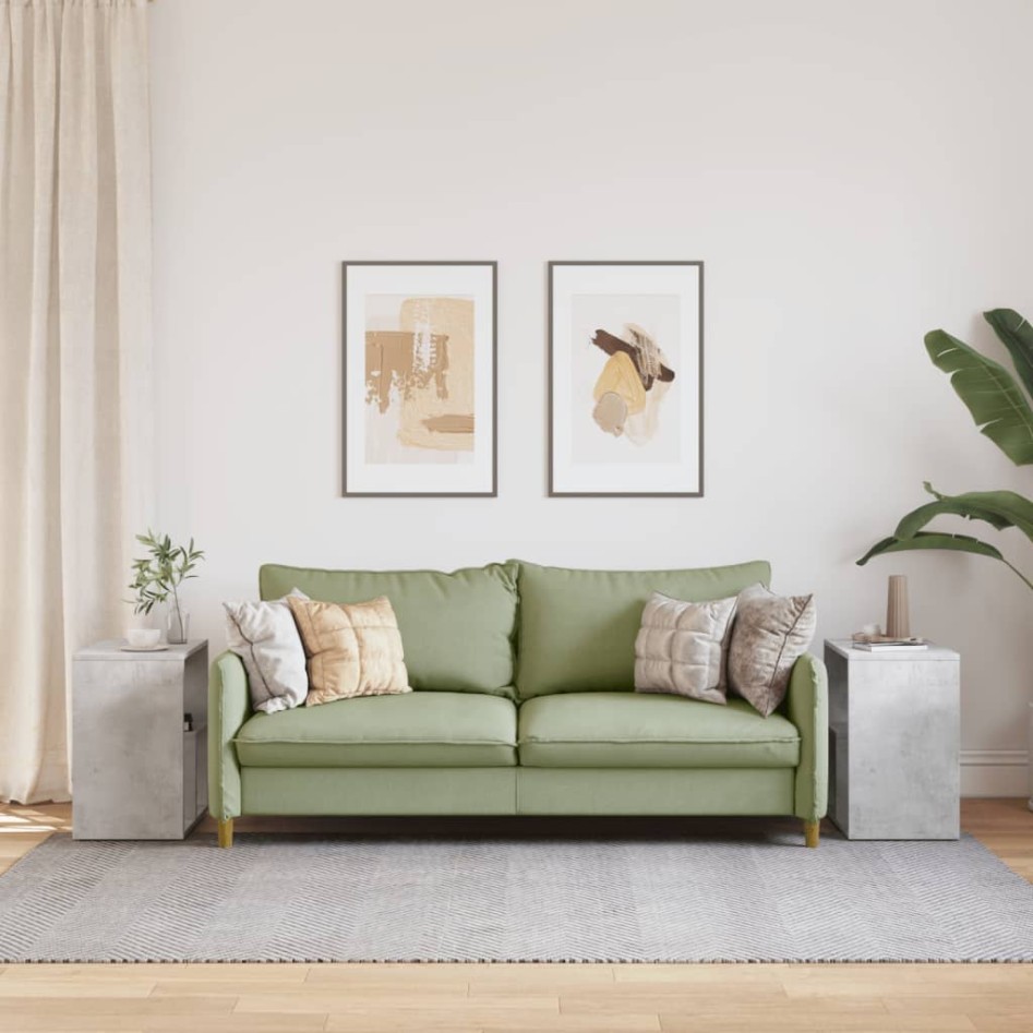 Mesa auxiliar 2 uds madera ingeniería gris hormigón 50x30x50