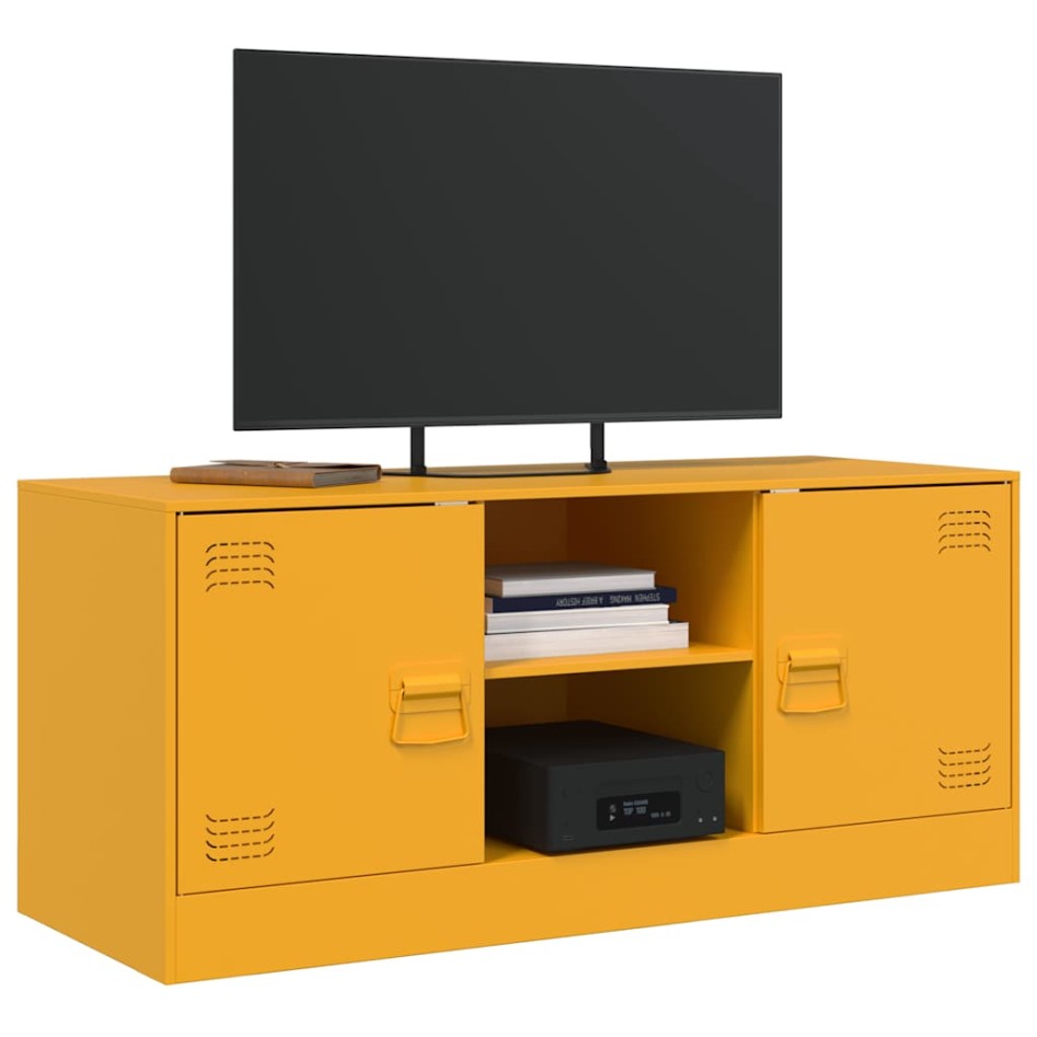 Mueble para TV de acero amarillo mostaza 99x39x44
