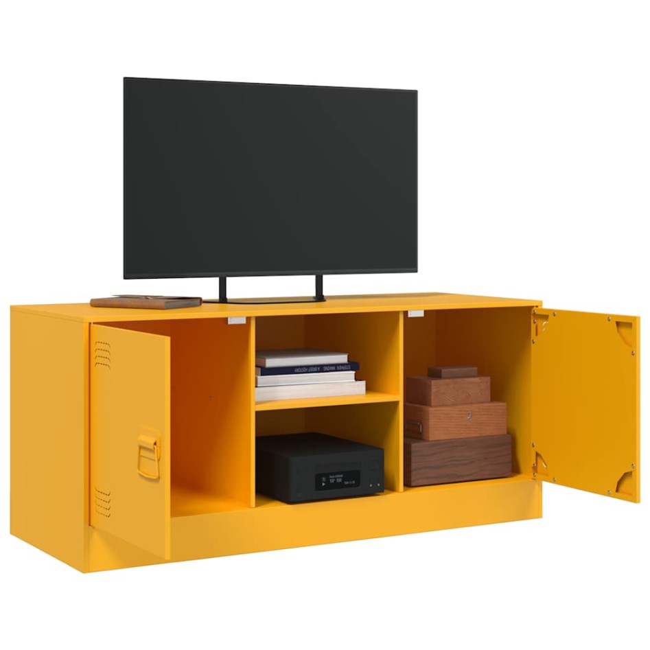 Mueble para TV de acero amarillo mostaza 99x39x44
