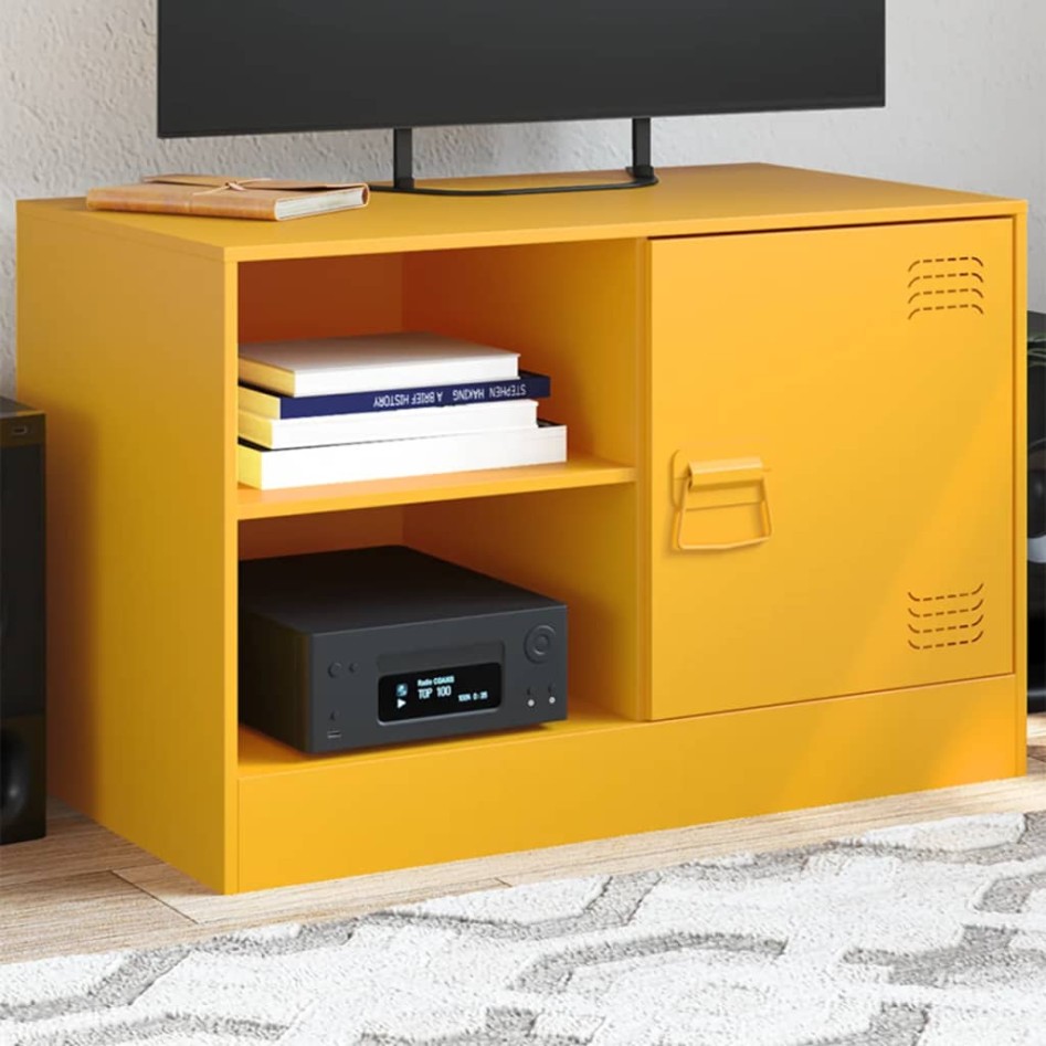 Mueble para TV de acero amarillo mostaza 67x39x44