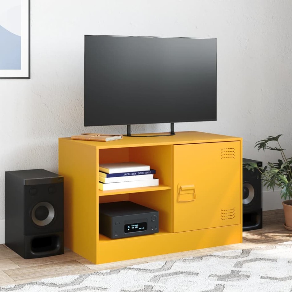 Mueble para TV de acero amarillo mostaza 67x39x44