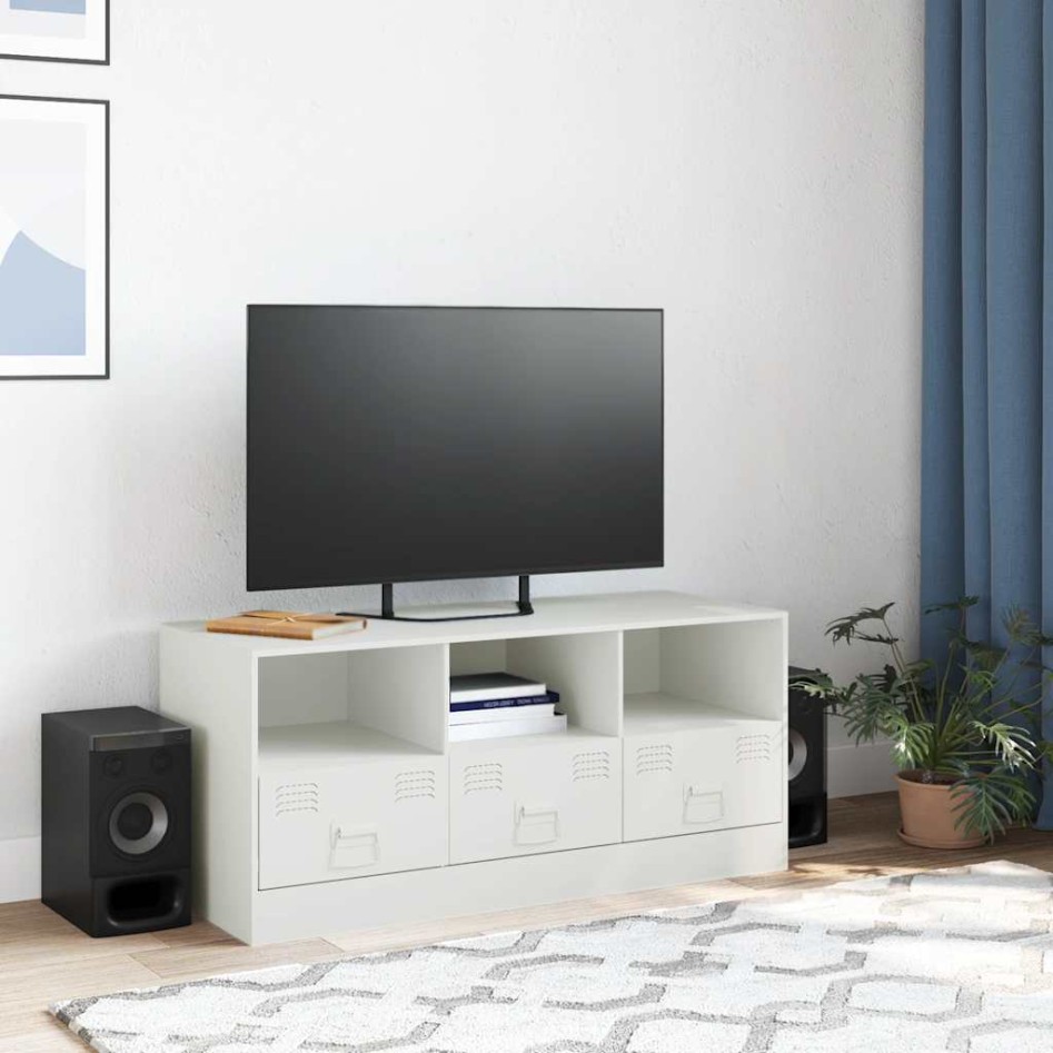 Mueble para TV de acero blanco 99x39x44