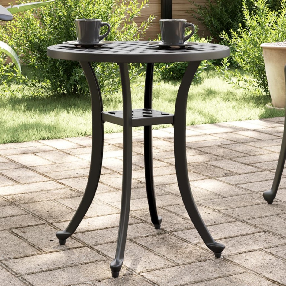 Mesa de jardín aluminio fundido negro Ø48x53