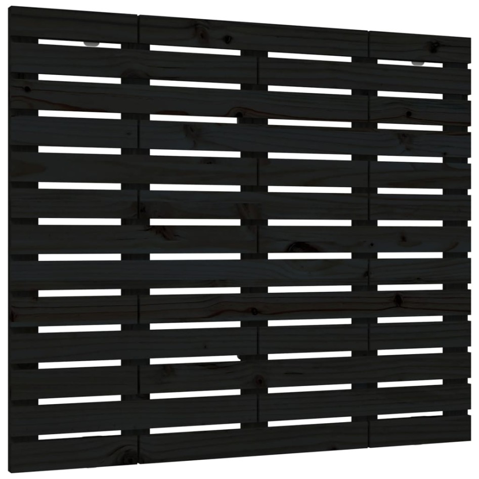 Cabecero cama de pared madera maciza pino negro 126x3x91,5