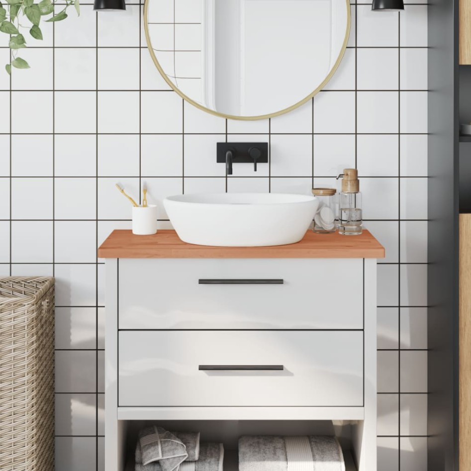 Encimera de baño madera maciza de haya 80x40x2,5