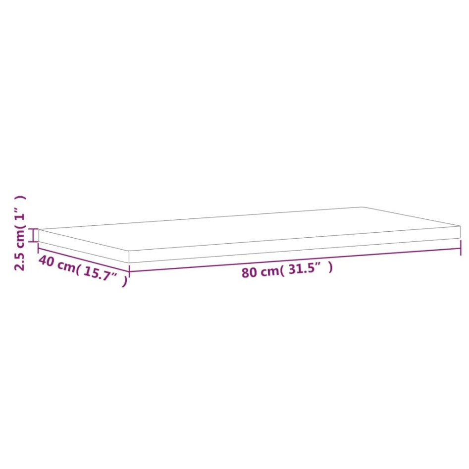 Encimera de baño madera maciza de haya 80x40x2,5