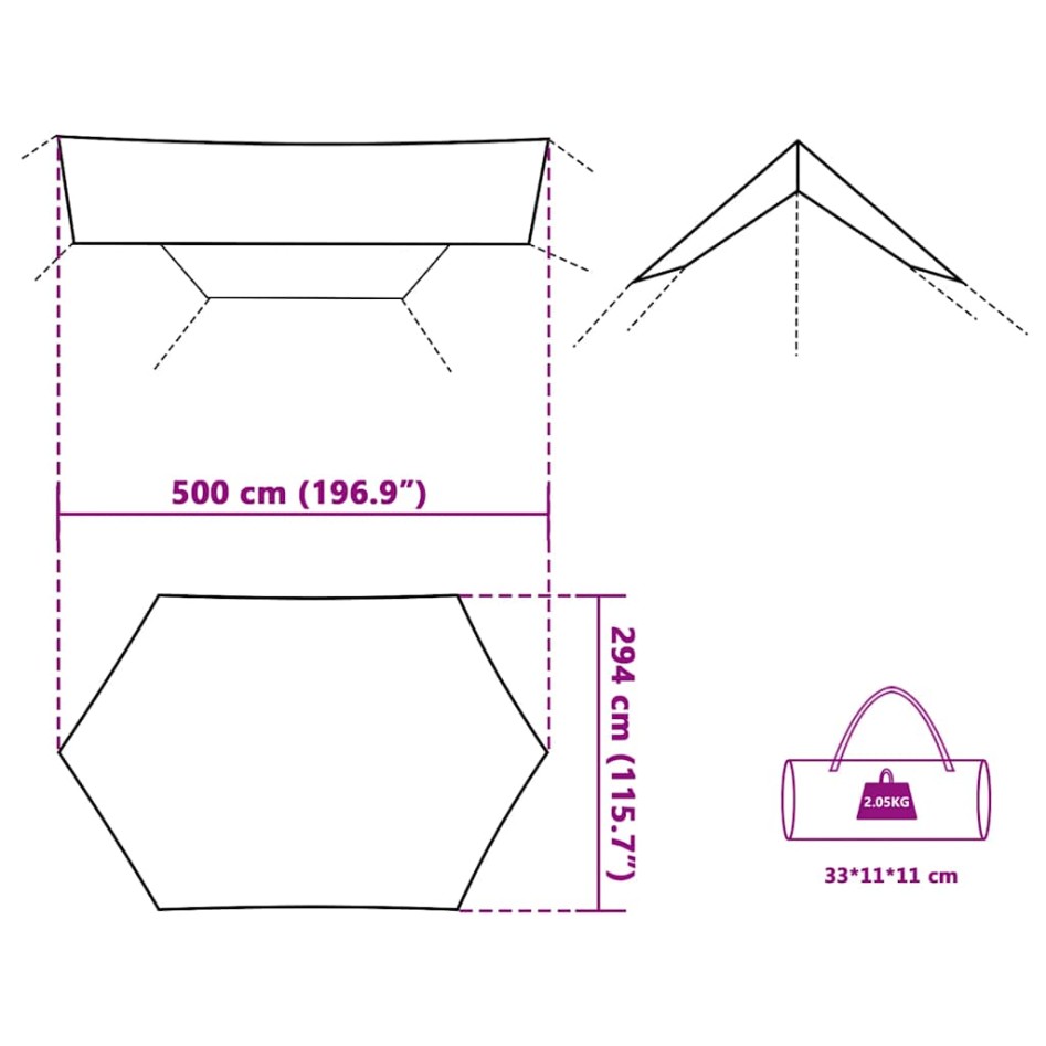 Lona de camping impermeable verde 500x294