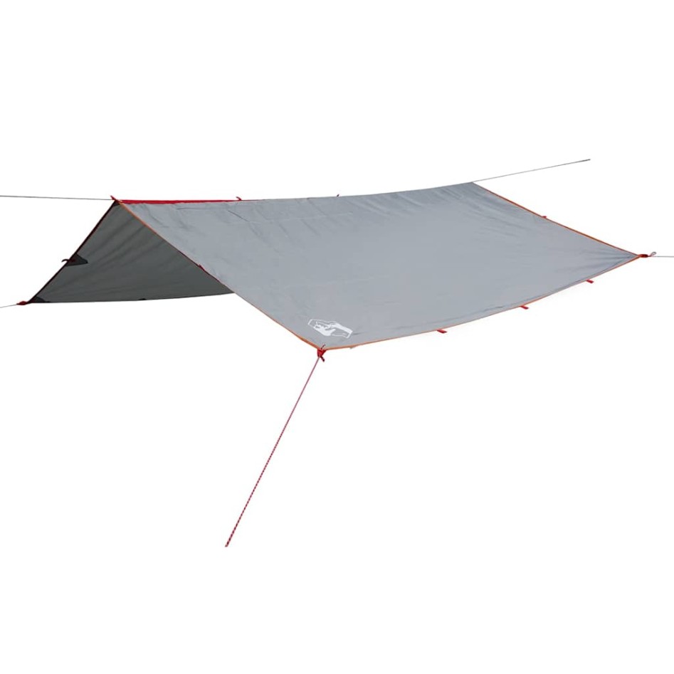 Lona de camping impermeable gris y naranja 500x294