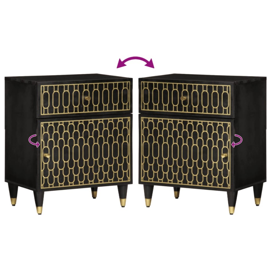 Mesita de noche madera maciza de mango 50x33x60