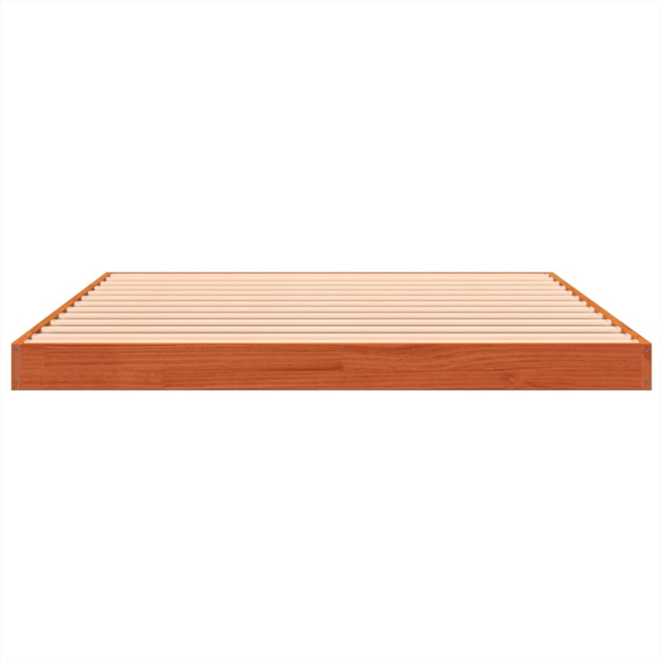 Cama sin colchón madera maciza de pino marrón cera 120x200