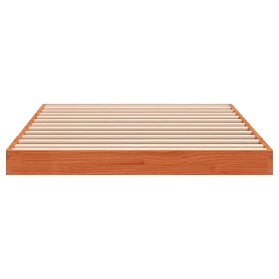 Estructura de cama madera maciza de pino marrón cera 90x200