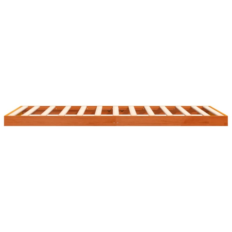 Estructura de cama madera maciza de pino marrón cera 90x200