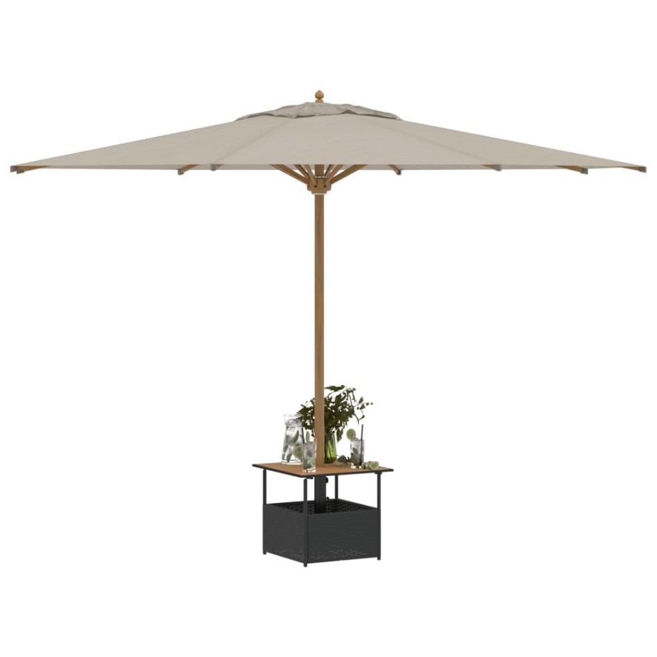 Mesa de jardín agujero de sombrilla ratán negro 55x55x46,5