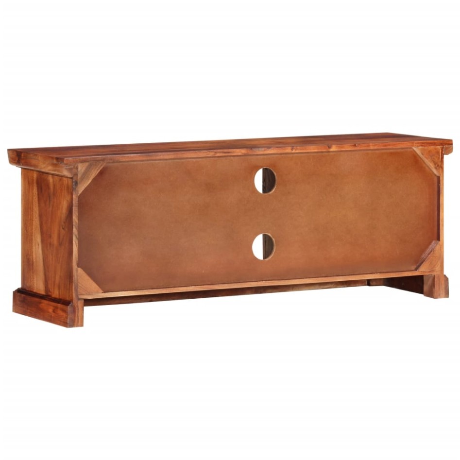 Mueble de TV con puertas madera maciza de acacia 112x30x40