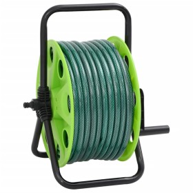Carrete de manguera de pie con set racores PVC verde 0,75 20