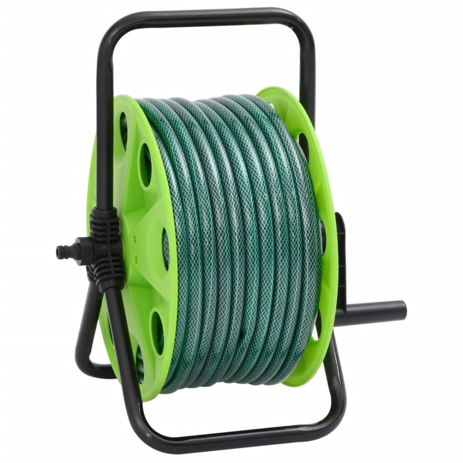 Carrete de manguera de pie con set racores PVC verde 0,75 20