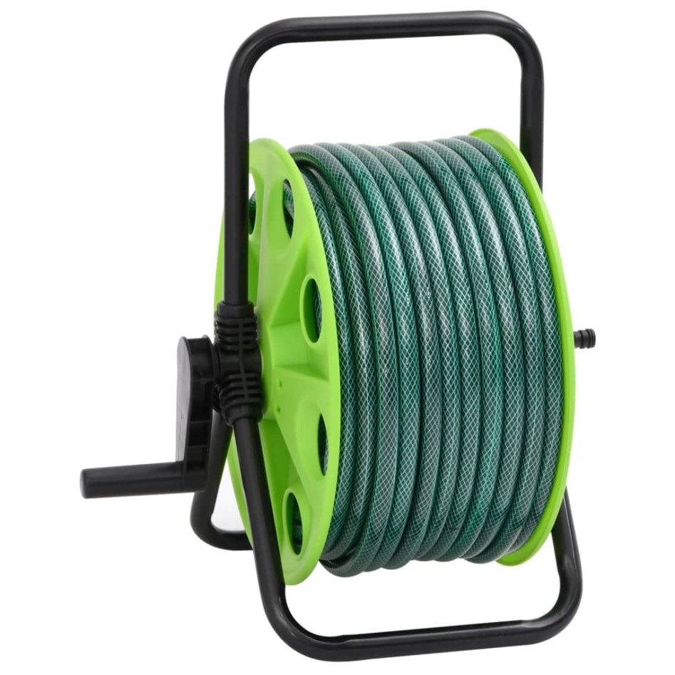 Carrete de manguera de pie con set racores PVC verde 0,75 20