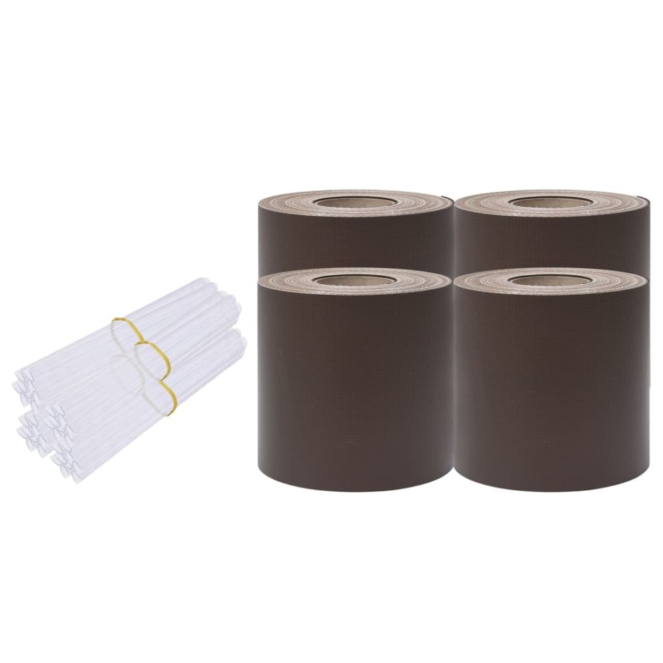 Paneles de privacidad 4 uds PVC marrón 35x0,19