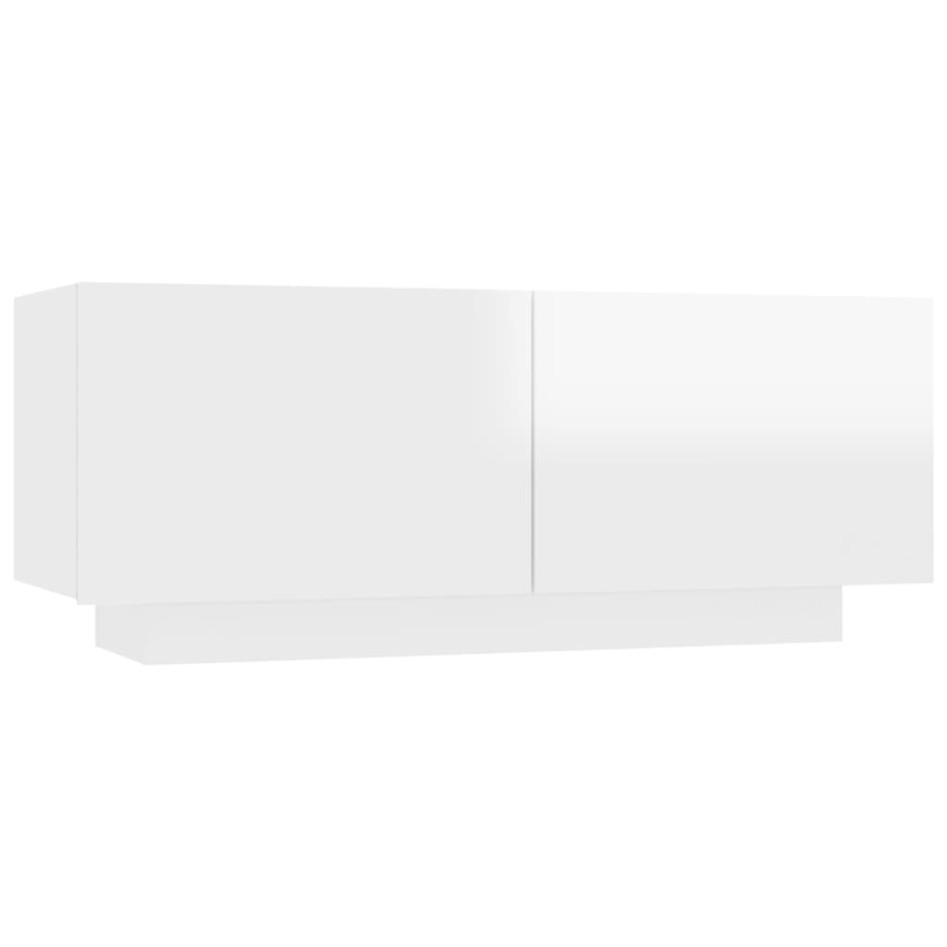 Mesita de noche madera de ingeniería blanco brillo 100x35x40