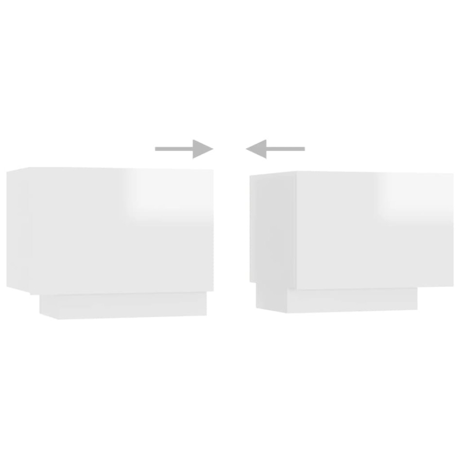 Mesita de noche madera de ingeniería blanco brillo 100x35x40